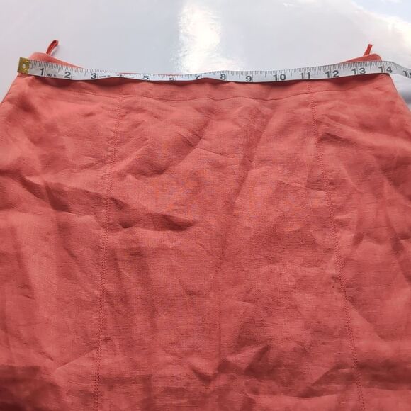 Maxmara Max &Co 💯 Linen Coral  Knee Length Skirt M US6 - Picture 9 of 11